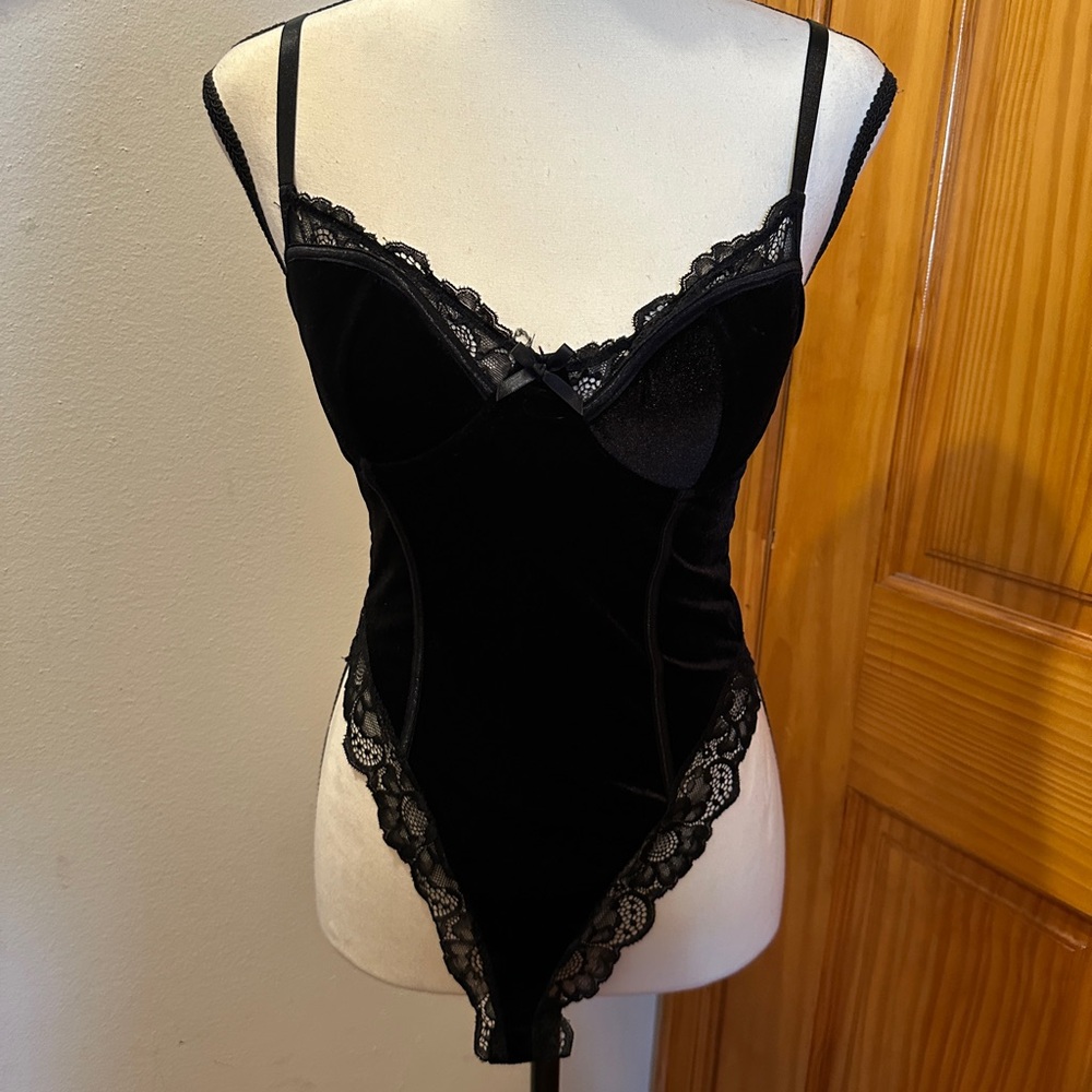 Velvety Black Lace Bodysuit